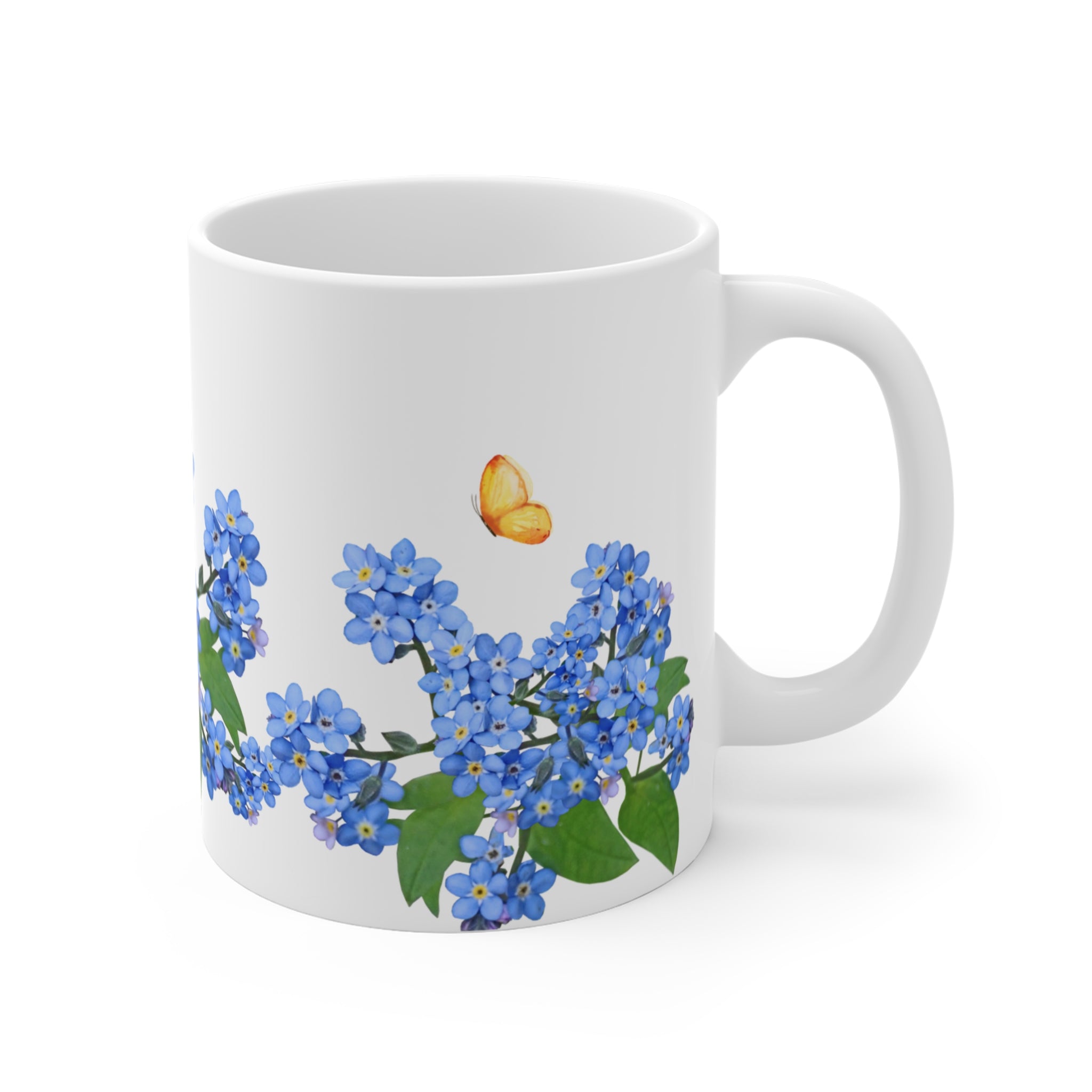 Blue Flowers and Butterfly Mug