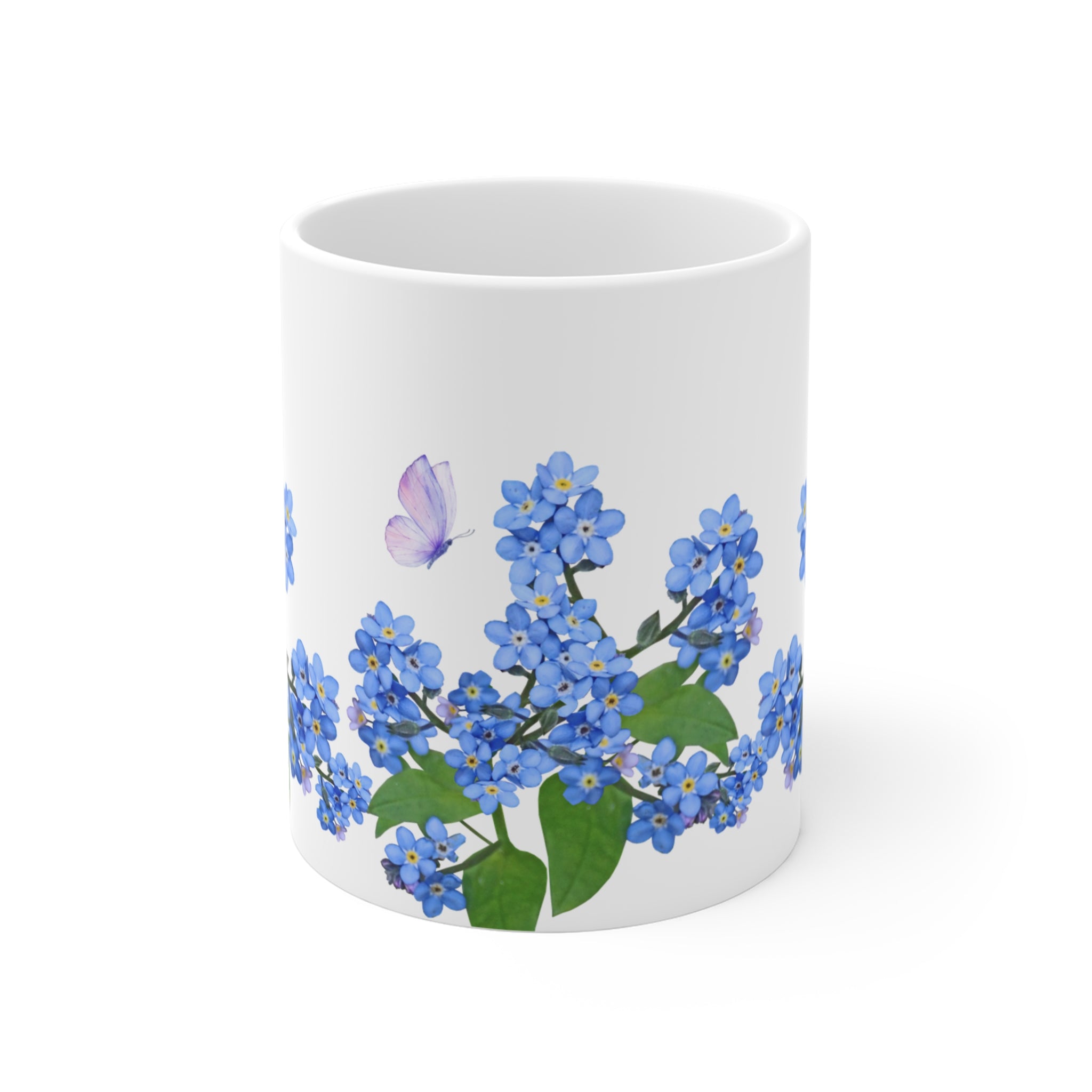 Blue Flowers and Butterfly Mug