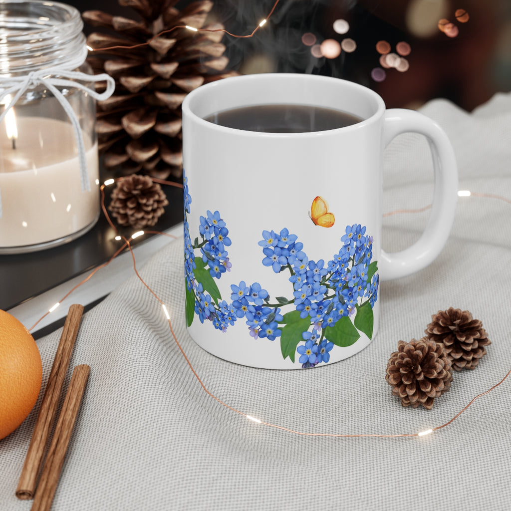 Blue Flowers and Butterfly Mug