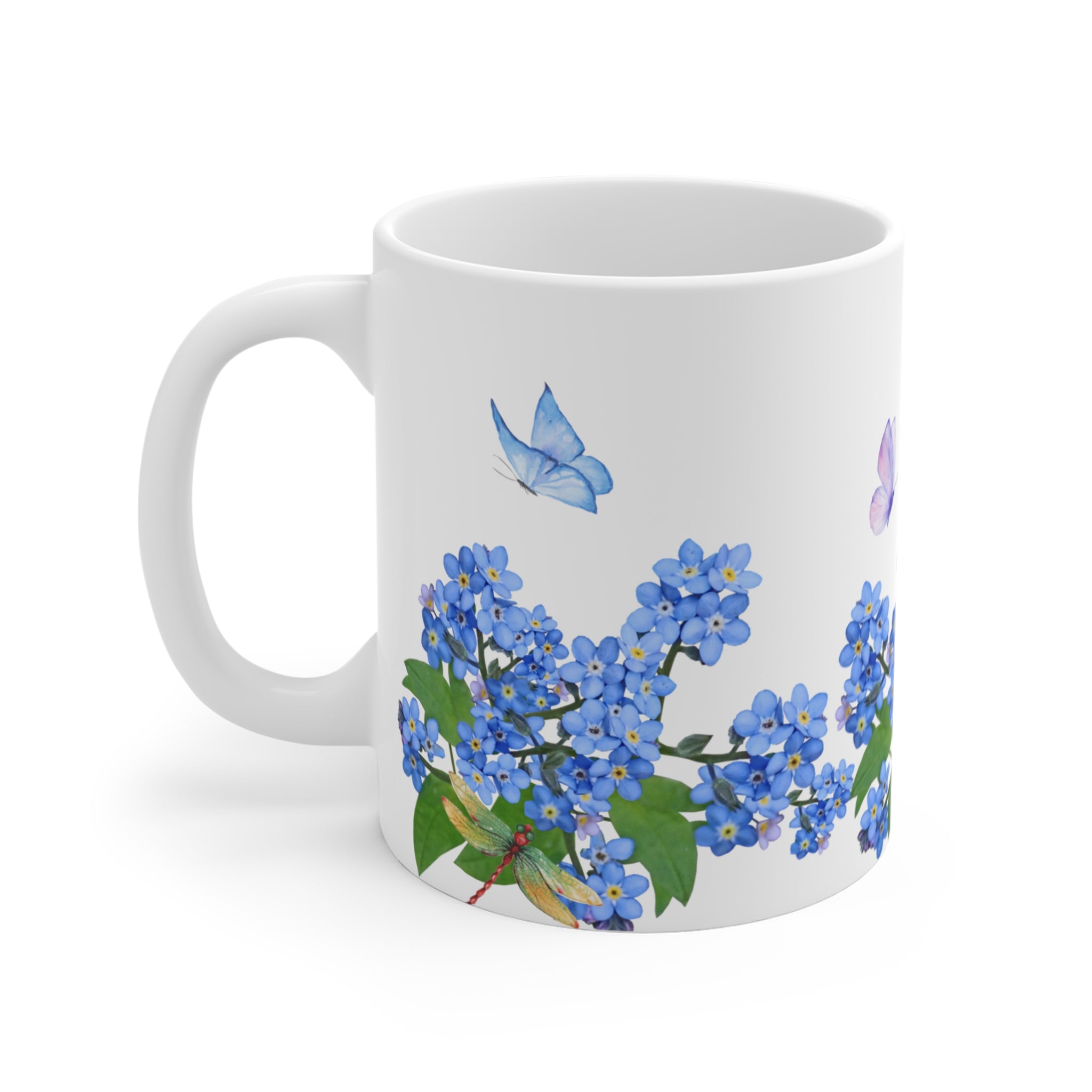 Blue Flowers and Butterfly Mug